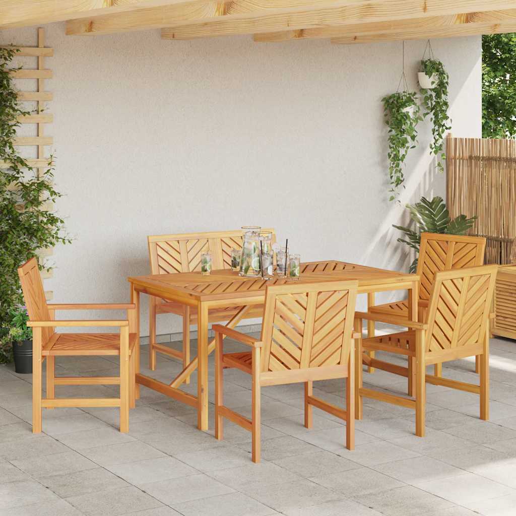 vidaXL Garten Essgruppe 6 pcs Braun Massivholz Akazie
