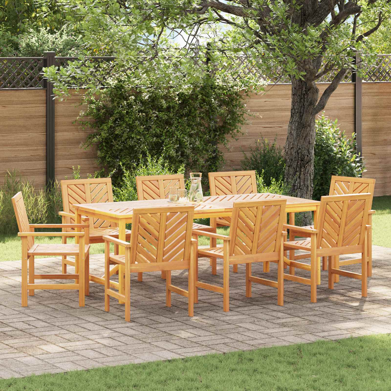vidaXL Garten Essgruppe 9 pcs Braun Massivholz Akazie