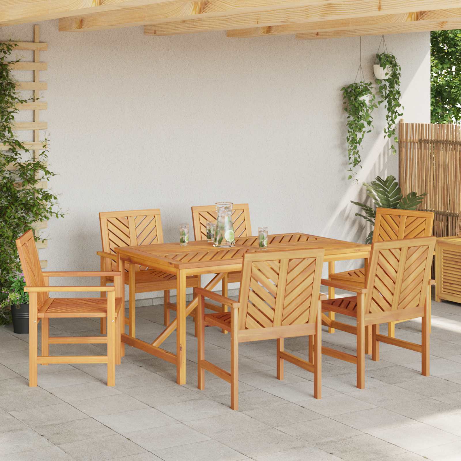 vidaXL Esszimmerstuhl 6 pcs Natur 62,5 x 59 x 89 cm Massivholz Akazie