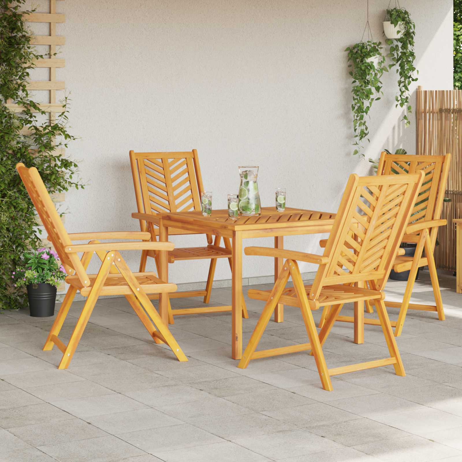 vidaXL Gartenstuhl 4 pcs Braun 57 x 72 x 109 cm Massivholz Akazie