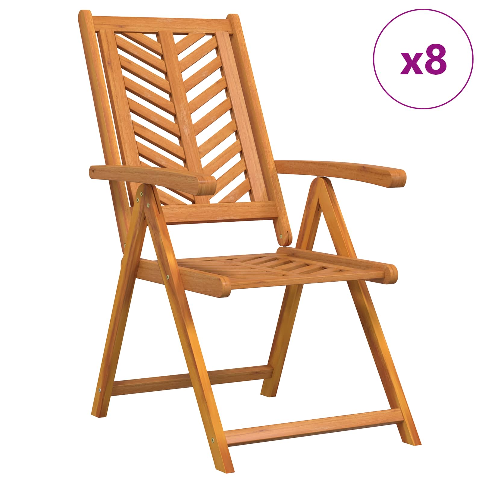 vidaXL Gartenstuhl 8 pcs Braun 57 x 72 x 109 cm Massivholz Akazie
