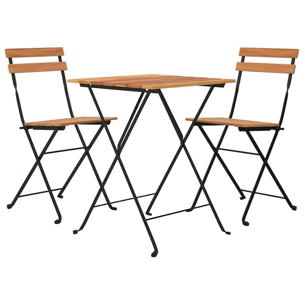 vidaXL 3-tlg. Bistro-Set Klappbar Massivholz Teak und Stahl