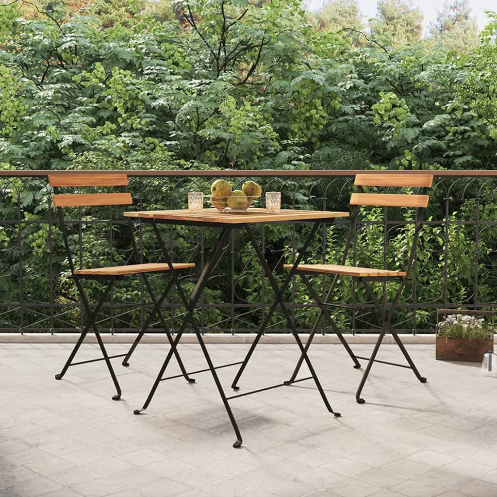 vidaXL Bistrostühle Klappbar 2 Stk. Massivholz Teak und Stahl