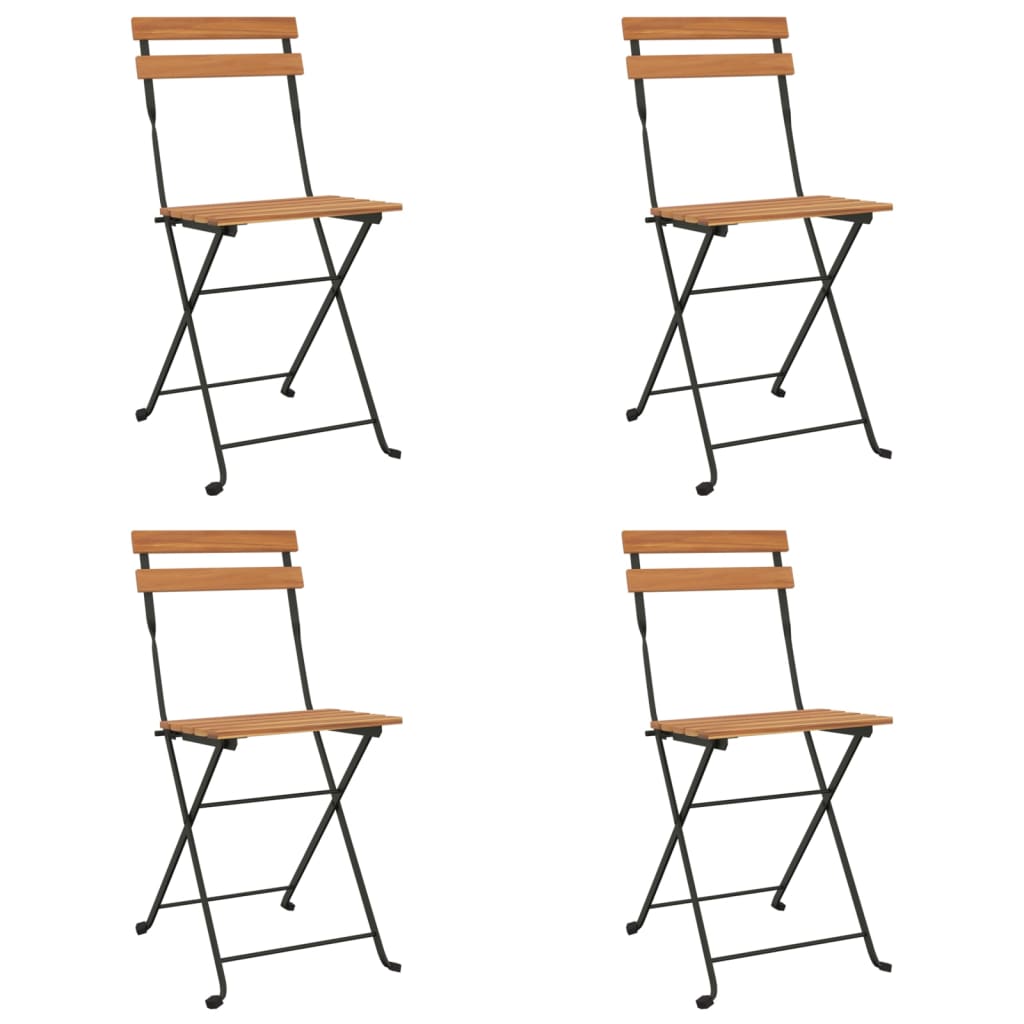 vidaXL Bistrostühle 4 Stk. Klappbar Massivholz Teak und Stahl
