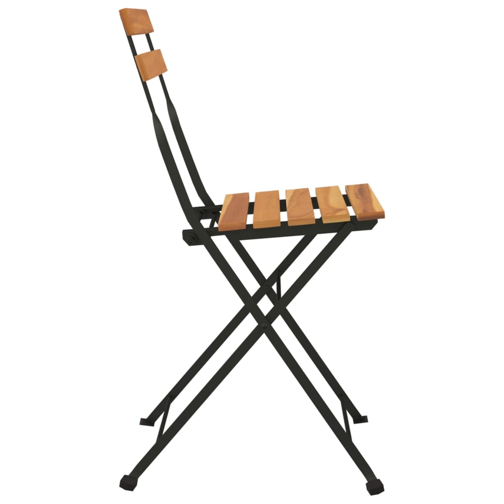 vidaXL Bistrostühle 4 Stk. Klappbar Massivholz Teak und Stahl