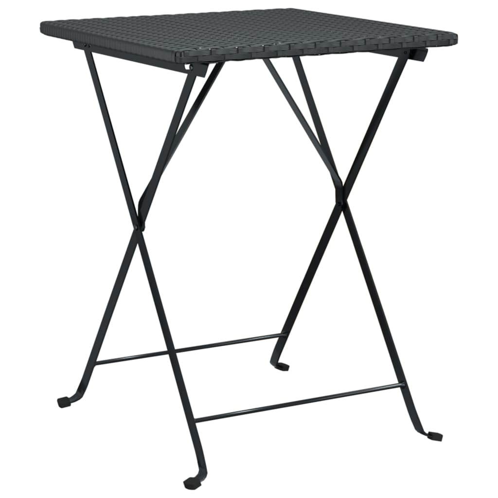 vidaXL Bistrotisch Klappbar Schwarz 55x54x71 cm Poly Rattan