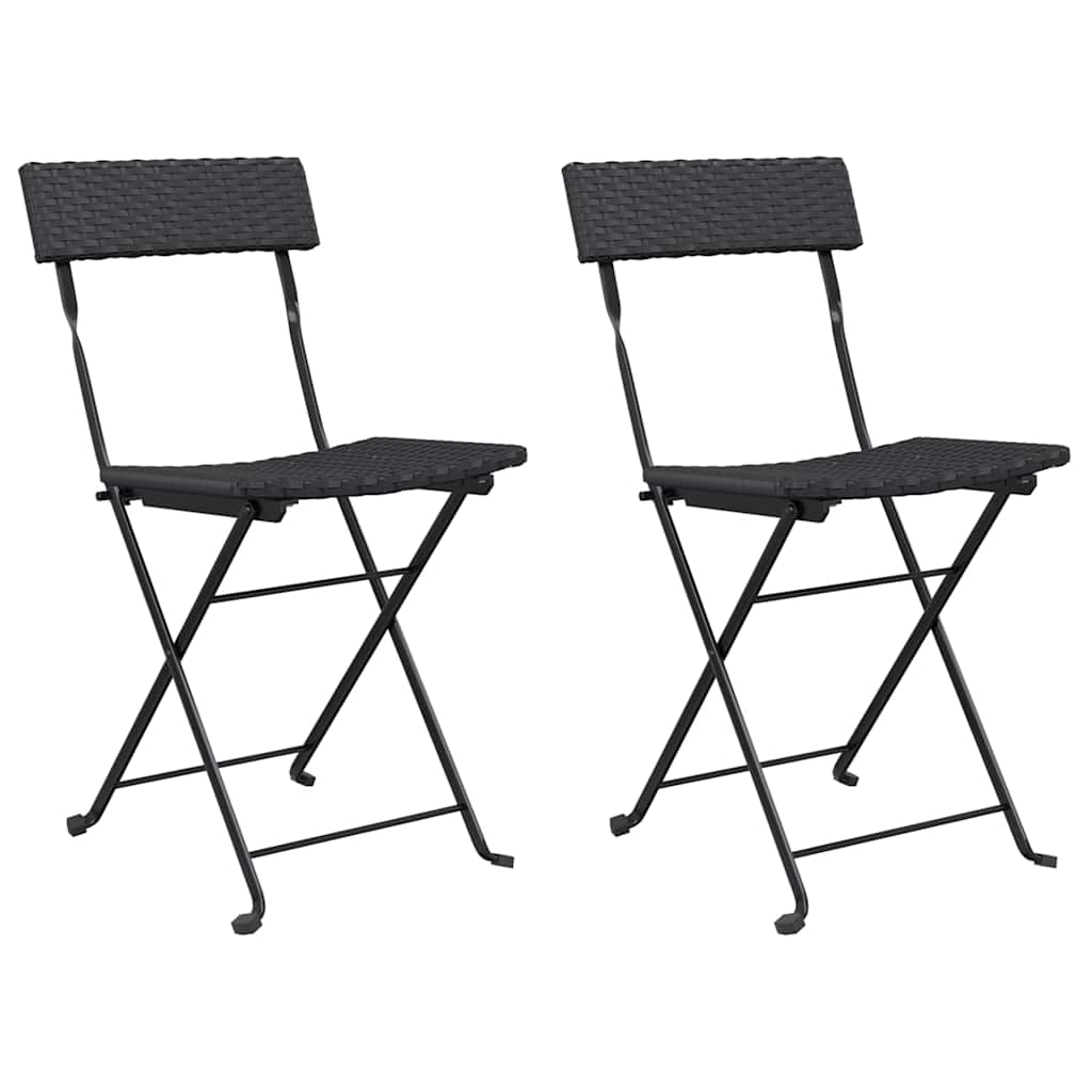 vidaXL Bistrostühle 2 Stk. Klappbar Schwarz Poly Rattan und Stahl