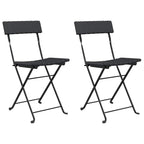 vidaXL Bistrostühle 2 Stk. Klappbar Schwarz Poly Rattan und Stahl