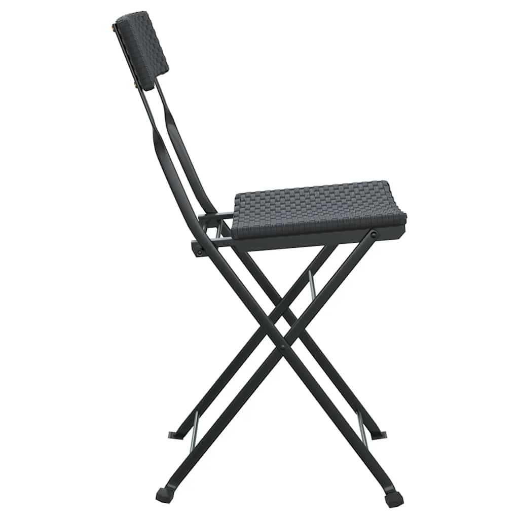 vidaXL Bistrostühle 2 Stk. Klappbar Schwarz Poly Rattan und Stahl