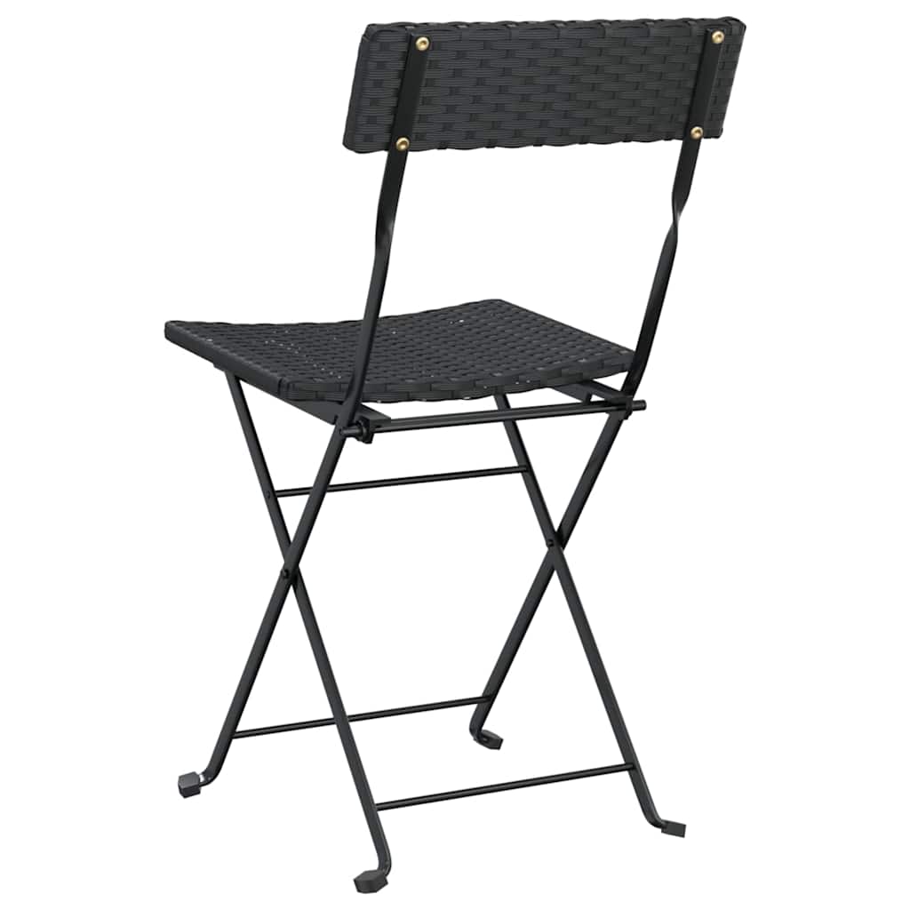vidaXL Bistrostühle 2 Stk. Klappbar Schwarz Poly Rattan und Stahl