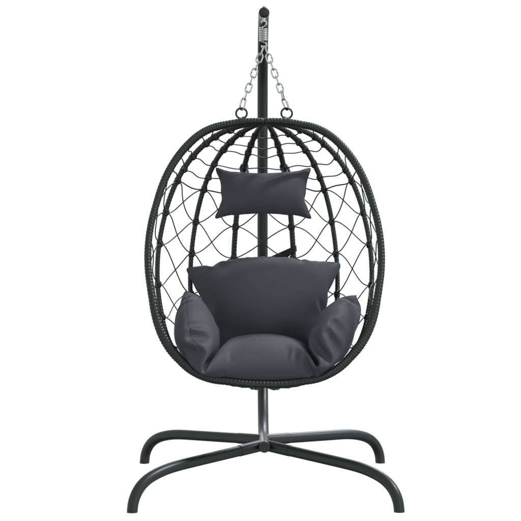 vidaXL Hängesessel mit Kissen Anthrazit Poly Rattan & Stahl