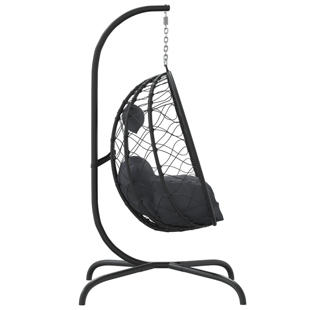 vidaXL Hängesessel mit Kissen Anthrazit Poly Rattan & Stahl