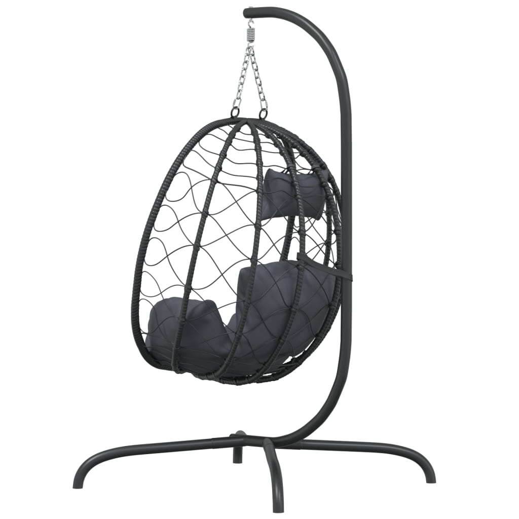 vidaXL Hängesessel mit Kissen Anthrazit Poly Rattan & Stahl