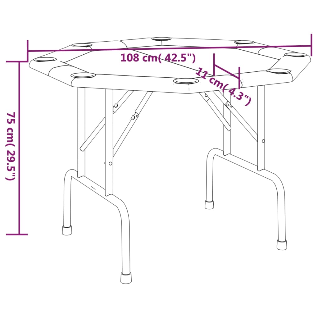vidaXL Pokertisch Klappbar 8 Spieler Grün 108x108x75 cm