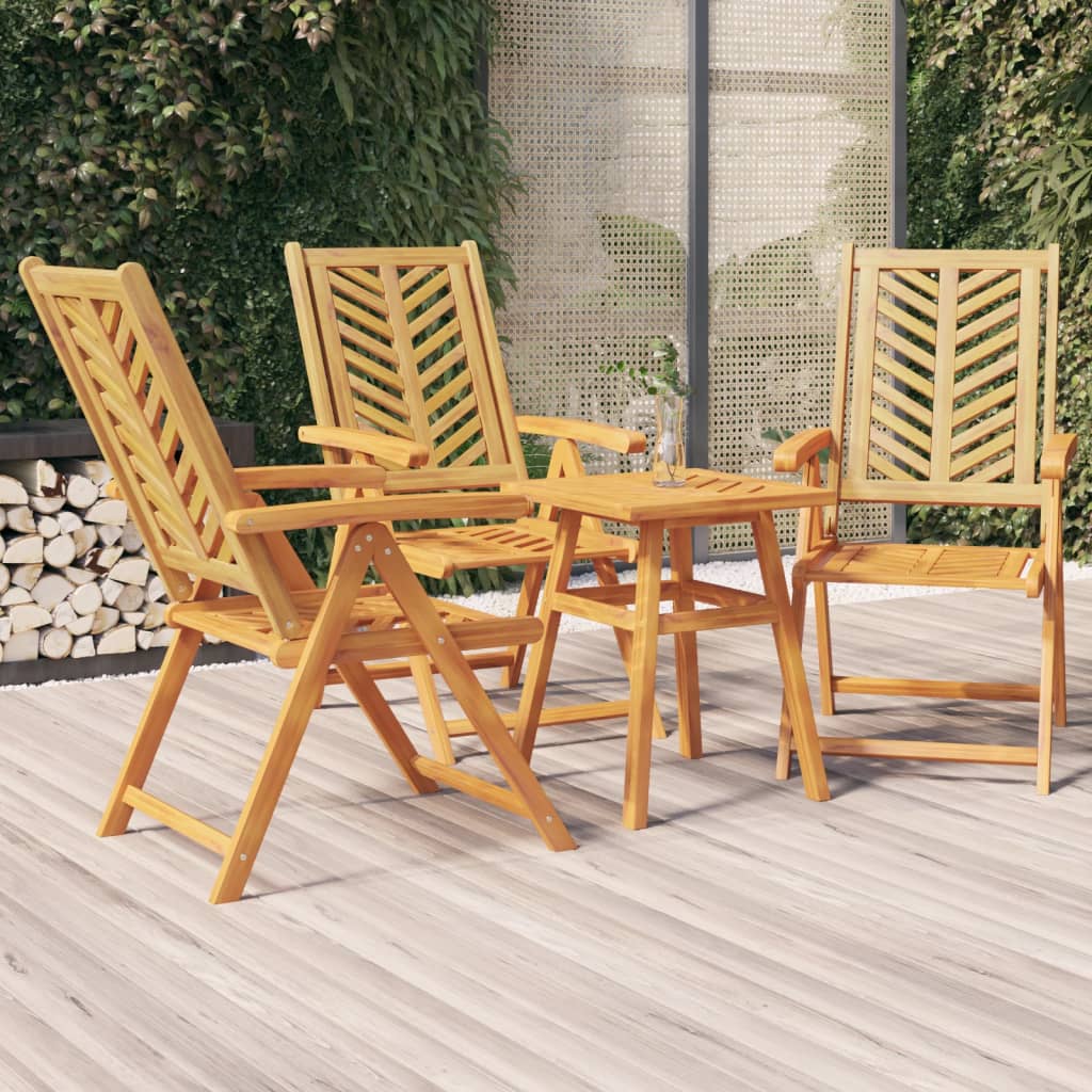 vidaXL Gartenstühle Verstellbar 3 Stk. Massivholz Akazie