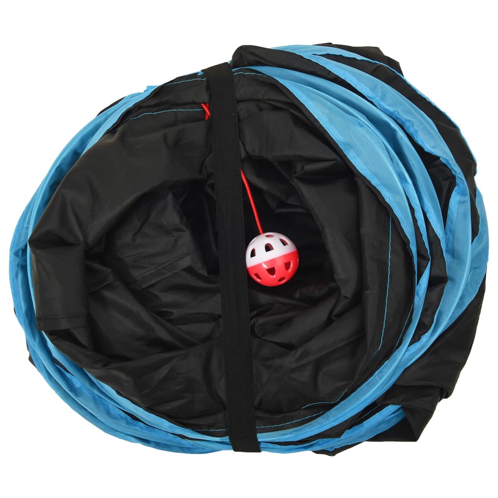 vidaXL Katzentunnel 5-Wege Schwarz und Blau 25 cm Polyester