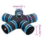 vidaXL Katzentunnel 5-Wege Schwarz und Blau 25 cm Polyester