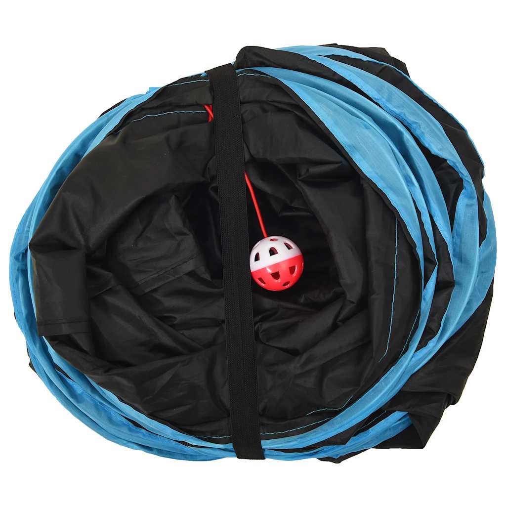 vidaXL Katzentunnel in S-Form Schwarz und Blau 122 cm Polyester
