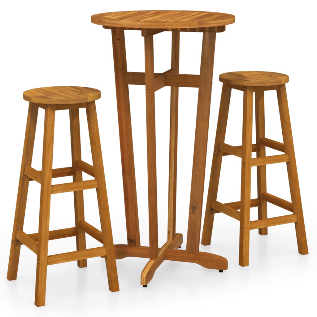 vidaXL 3-tlg. Bar-Set Massivholz Akazie