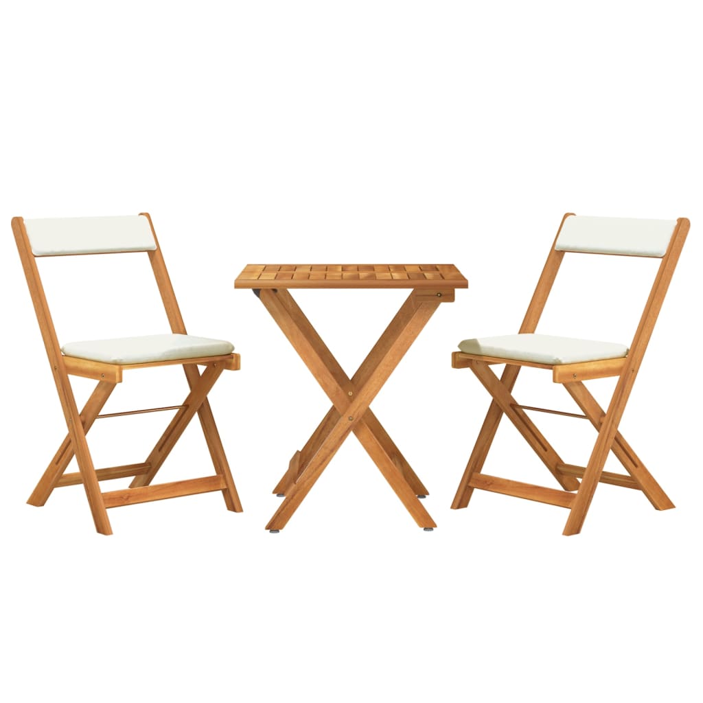 vidaXL 3-tlg. Bistro-Set Klappbar mit Kissen Massivholz Akazie