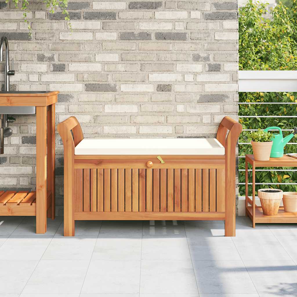 vidaXL Garten-Truhenbank mit Kissen 91 cm Massivholz Akazie