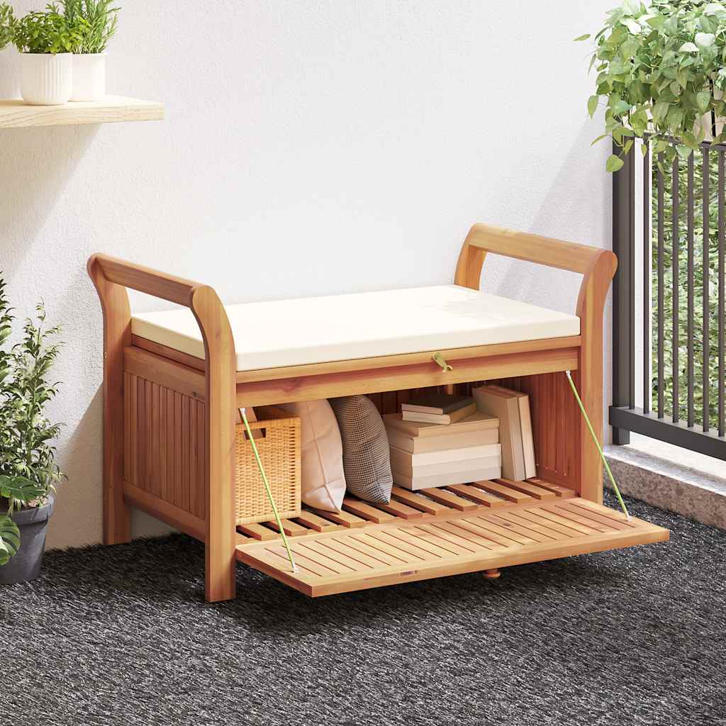 vidaXL Garten-Truhenbank mit Kissen 91 cm Massivholz Akazie