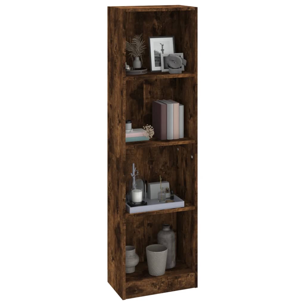 vidaXL Bücherregal 4 Fächer Räuchereiche 40x24x143 cm Holzwerkstoff