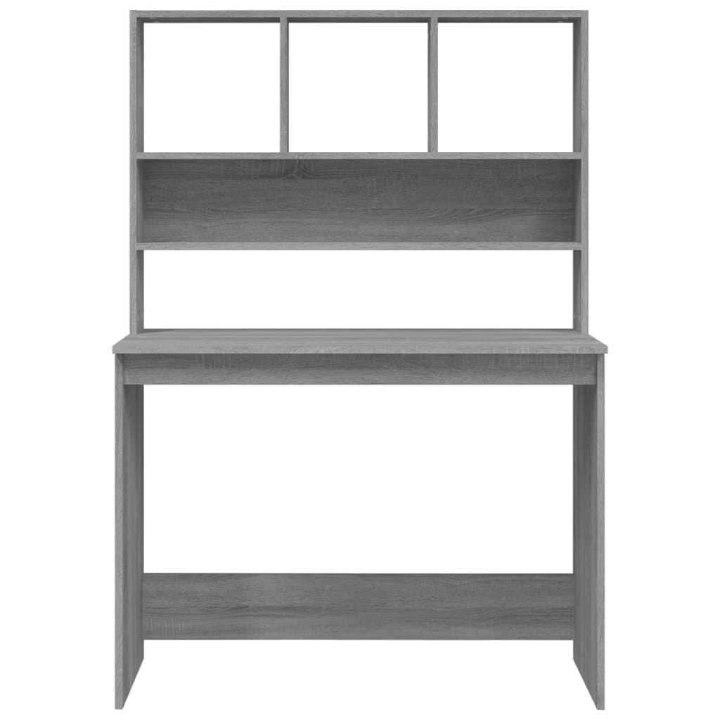 vidaXL Schreibtisch mit Regal Grau Sonoma 102x45x148 cm Holzwerkstoff
