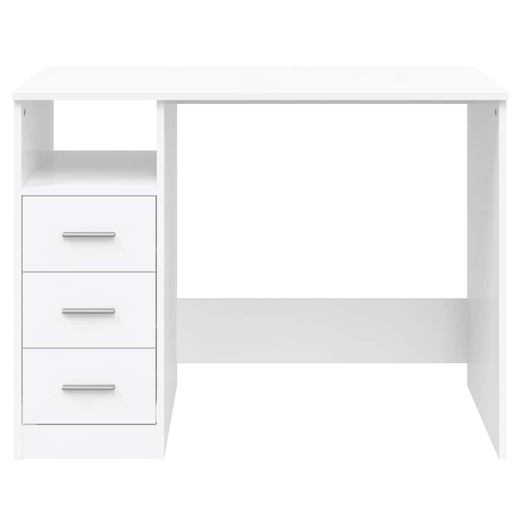 vidaXL Schreibtisch mit Schubladen Weiß 102x50x76 cm Holzwerkstoff