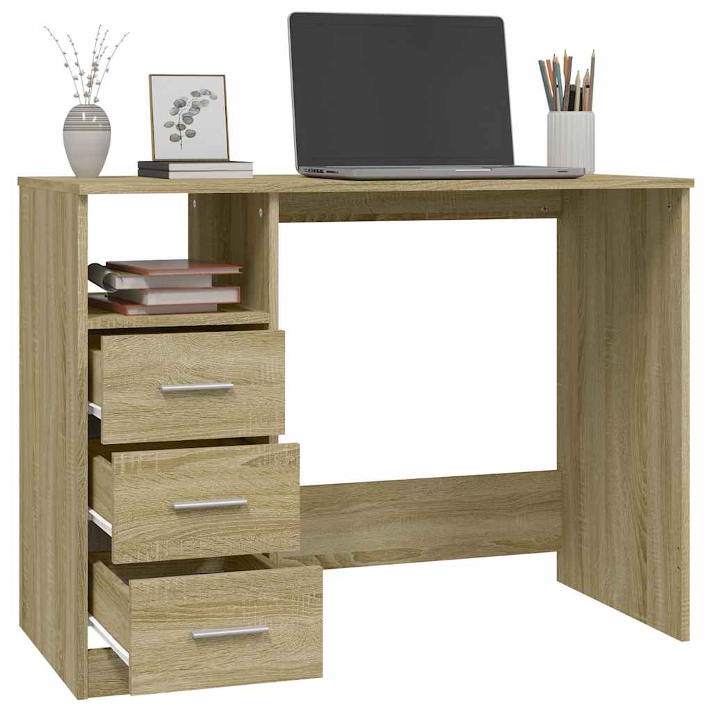vidaXL Schreibtisch mit Schubladen Sonoma-Eiche 102x50x76 cm