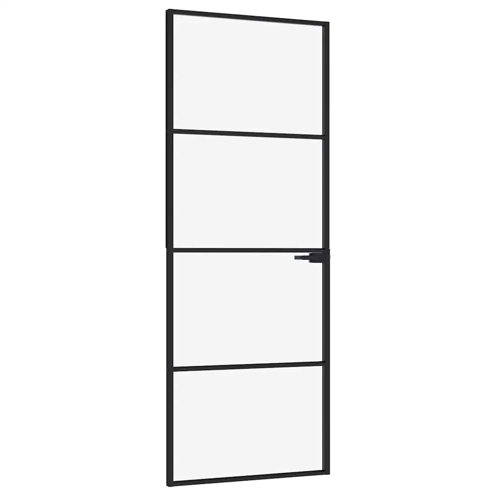 vidaXL Innentür Schwarz 76x201,5 cm Hartglas & Aluminium Schlank