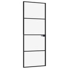 vidaXL Innentür Schwarz 76x201,5 cm Hartglas & Aluminium Schlank