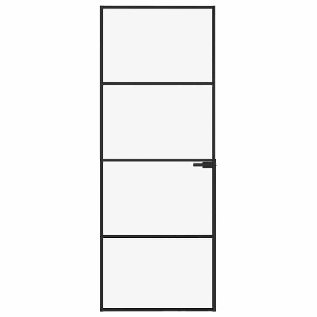 vidaXL Innentür Schwarz 76x201,5 cm Hartglas & Aluminium Schlank