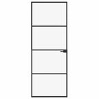 vidaXL Innentür Schwarz 76x201,5 cm Hartglas & Aluminium Schlank
