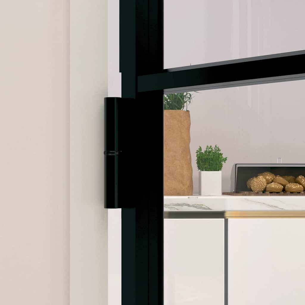 vidaXL Innentür Schwarz 76x201,5 cm Hartglas & Aluminium Schlank