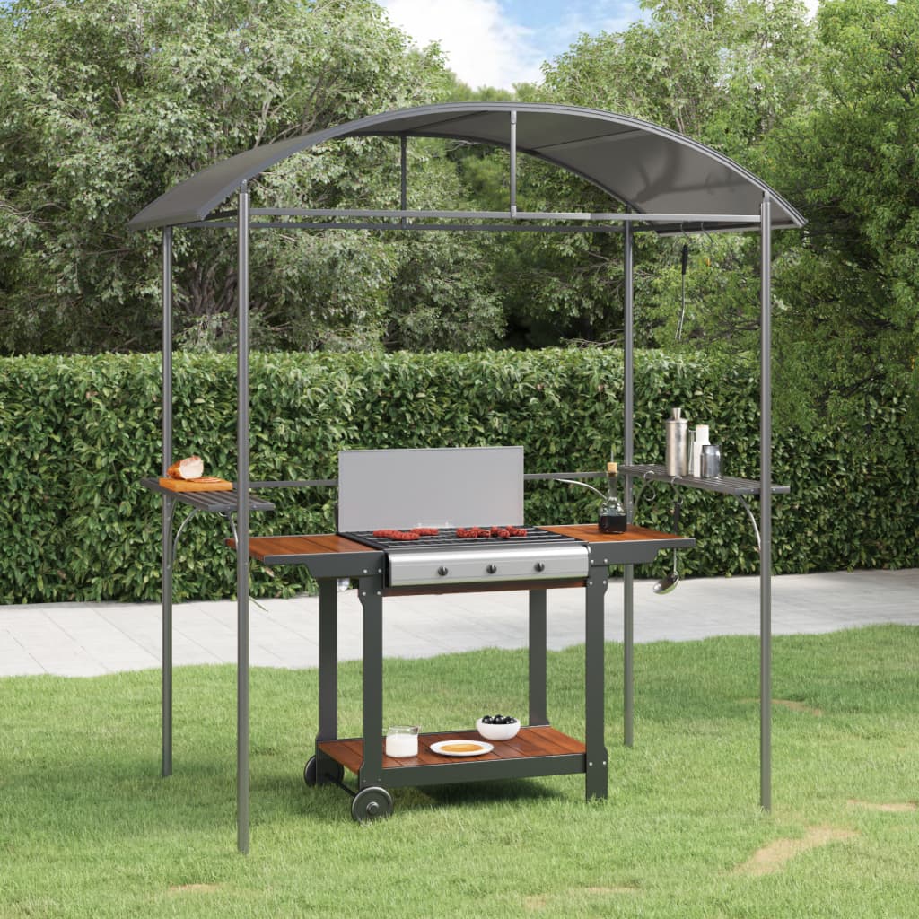 vidaXL Grillpavillon mit Seitenregalen Anthrazit 220x115x230 cm Stahl