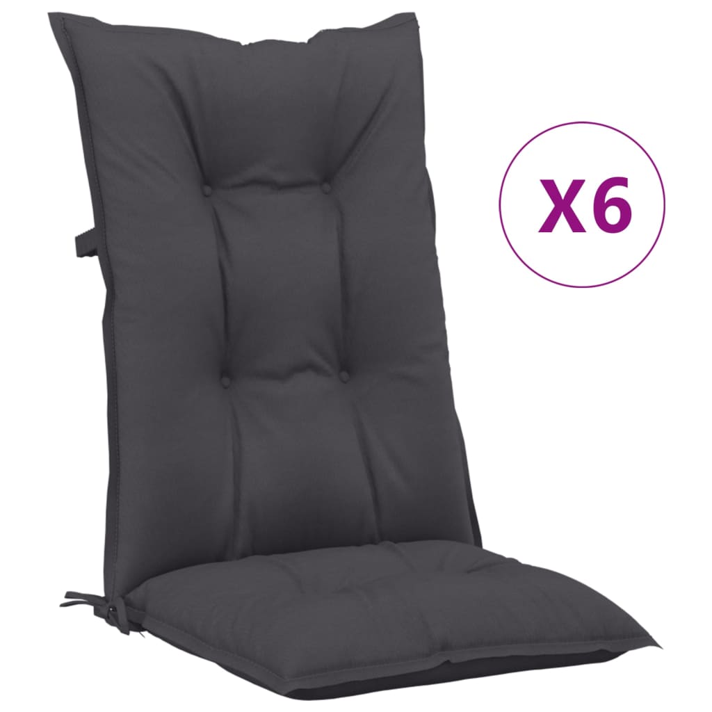vidaXL Gartenstuhlauflagen für Hochlehner 6 Stk. Anthrazit 120x50x7 cm