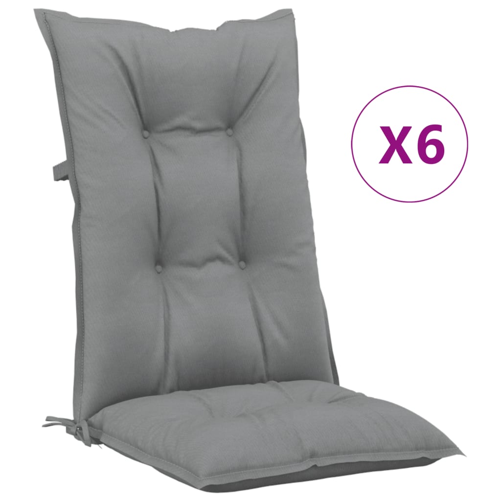 vidaXL Gartenstuhlauflagen für Hochlehner 6 Stk. Grau 120x50x7cm Stoff