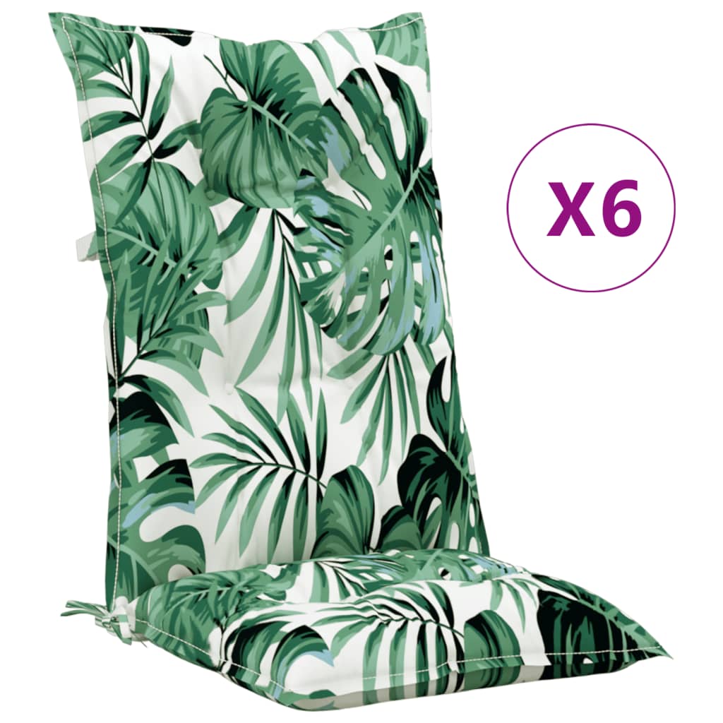 vidaXL Gartenstuhlauflagen für Hochlehner 6Stk. Blattmuster 120x50x7cm