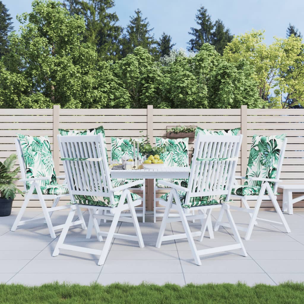vidaXL Gartenstuhlauflagen für Hochlehner 6Stk. Blattmuster 120x50x7cm