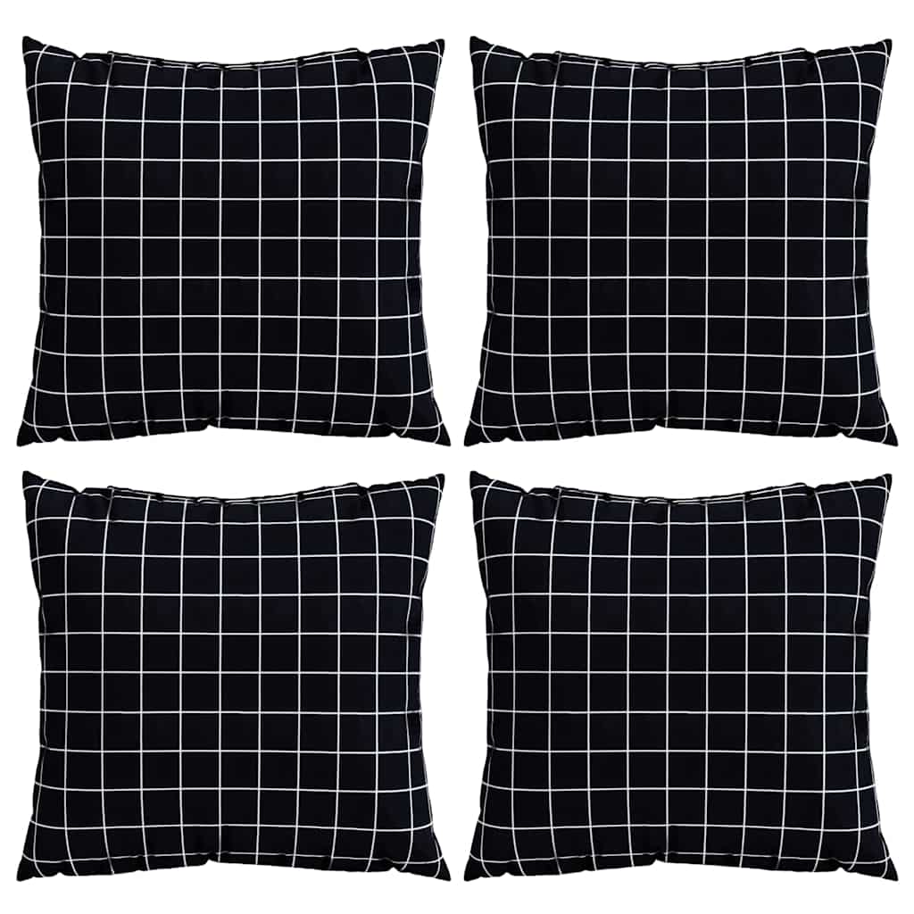 vidaXL Streupillows 4 pcs Schwarz kariert 40 x 40 cm Polyesterstoff