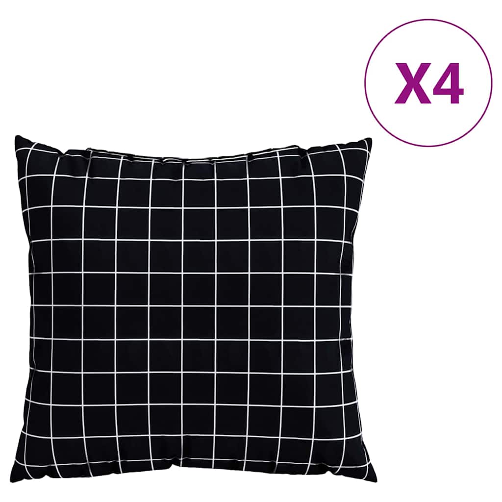vidaXL Streupillows 4 pcs Schwarz kariert 40 x 40 cm Polyesterstoff