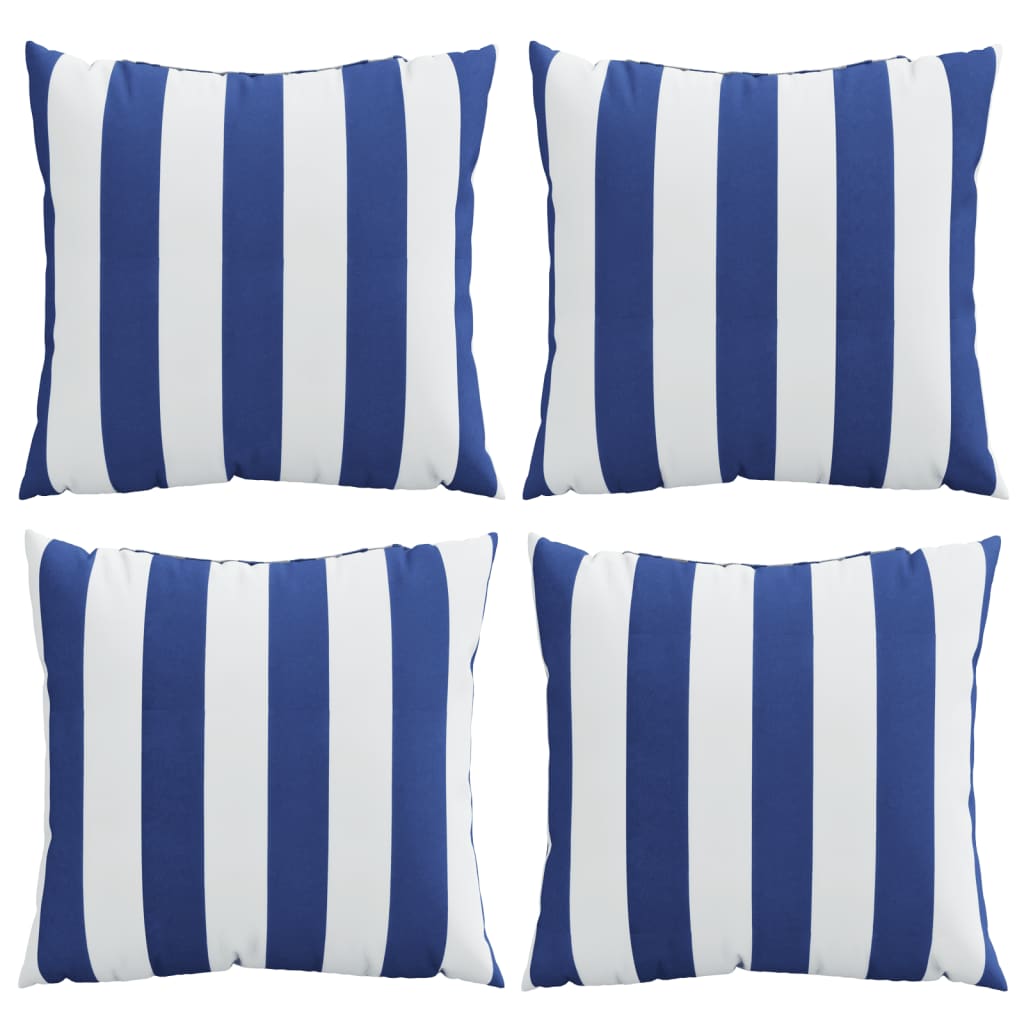 vidaXL Zierkissen 4 Stk. Blau & Weiß Gestreift 50x50 cm Stoff
