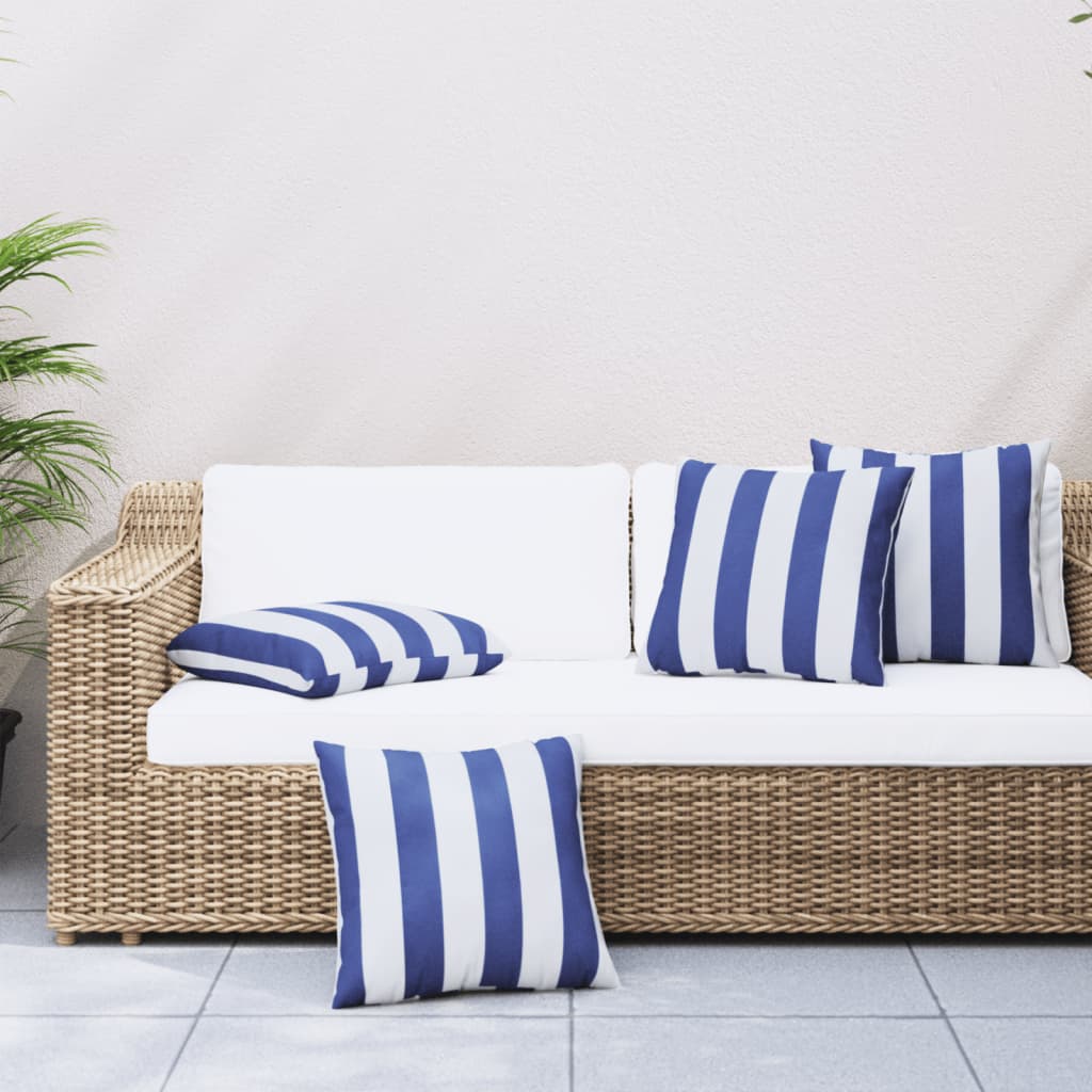 vidaXL Zierkissen 4 Stk. Blau & Weiß Gestreift 50x50 cm Stoff