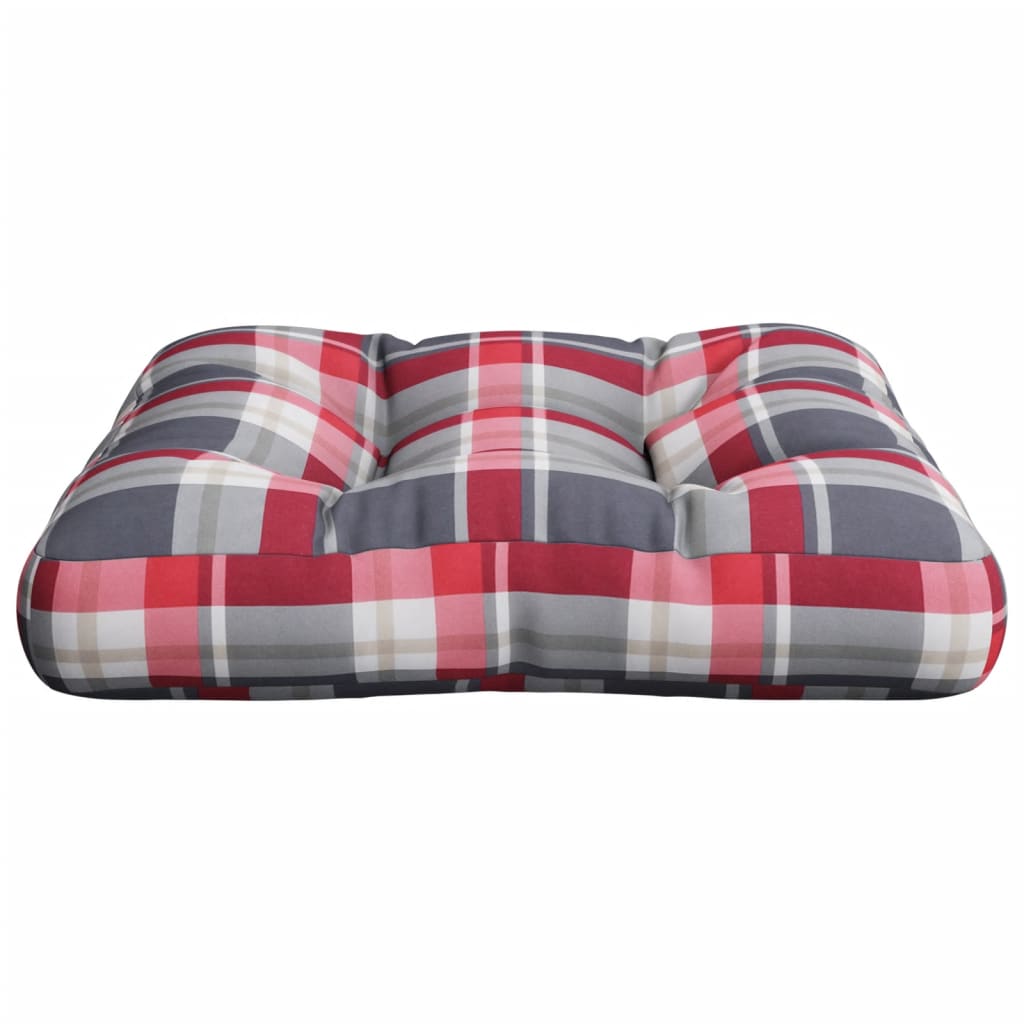 vidaXL Palettenkissen Rot Karomuster 50x50x12 cm Stoff