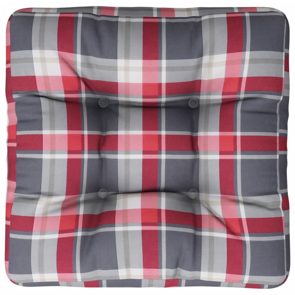 vidaXL Palettenkissen Rot Karomuster 50x50x12 cm Stoff