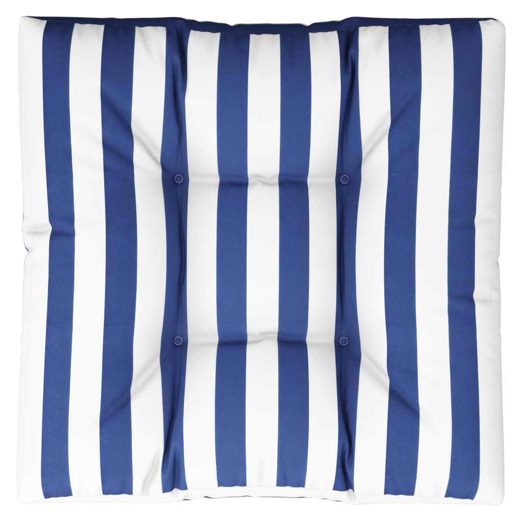 vidaXL Palettenkissen Blau Weiß Gestreift 70x70x12 cm Stoff