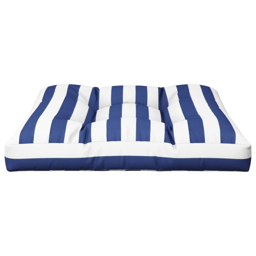 vidaXL Palettenkissen Blau Weiß Gestreift 70x70x12 cm Stoff