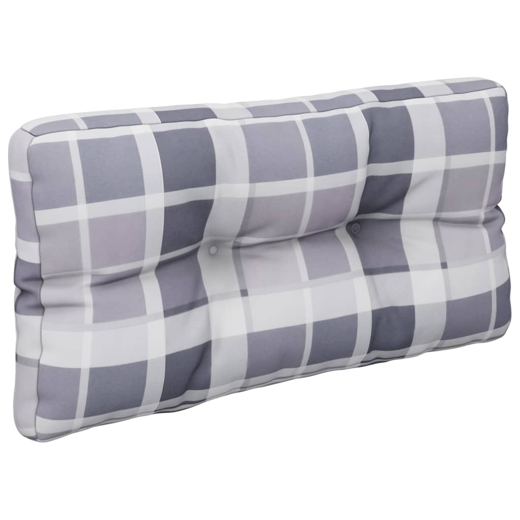 vidaXL Palettenkissen Grau Kariert 70x40x12 cm Stoff
