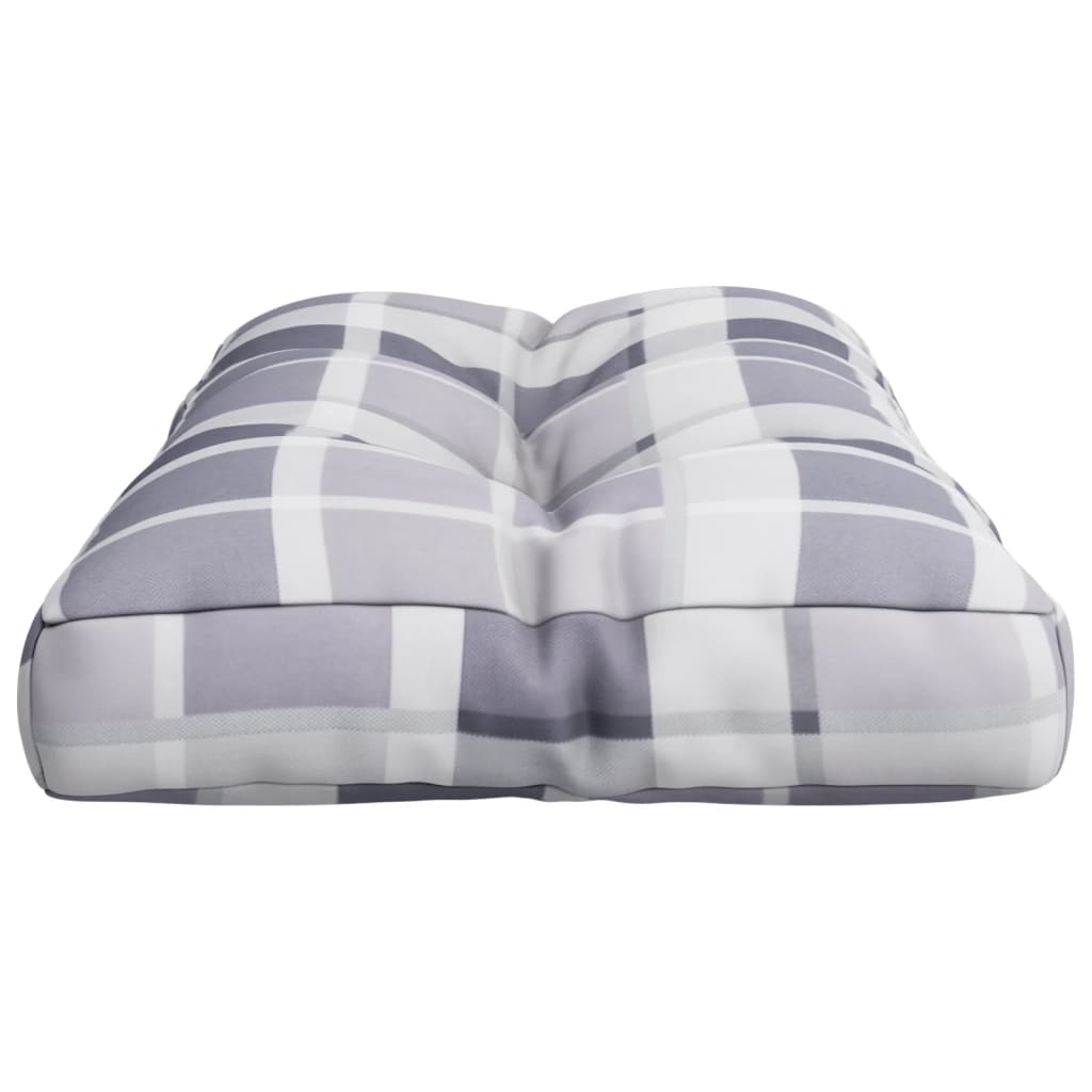 vidaXL Palettenkissen Grau Kariert 70x40x12 cm Stoff